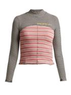 Matchesfashion.com Eckhaus Latta - High Neck Striped Cotton Blend Top - Womens - Multi