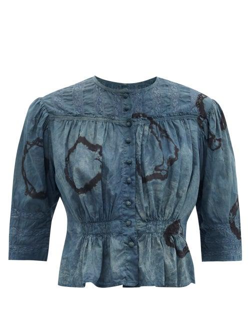 Matchesfashion.com Mimi Prober - Lace-inset Tie-dye Organic-cotton Top - Womens - Indigo