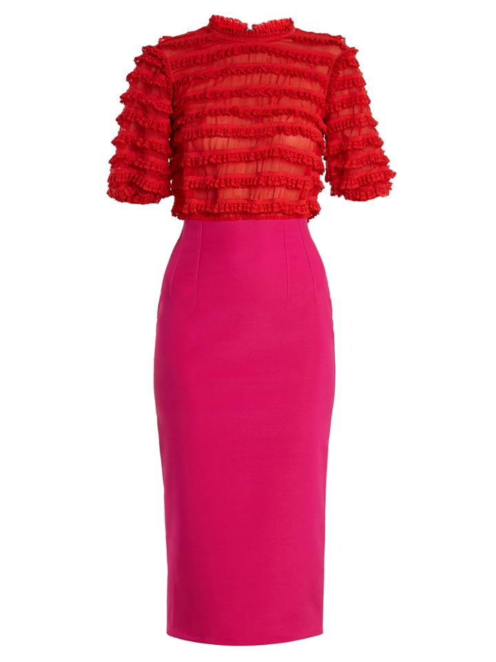 Emilio De La Morena Oralie Lace-ruffle Embellished Silk-blend Dress