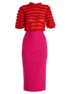 Emilio De La Morena Oralie Lace-ruffle Embellished Silk-blend Dress