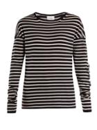 Matchesfashion.com Barrie - Thistle Striped Cashmere Sweater - Womens - Navy White