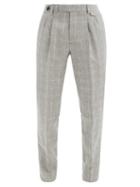 Matchesfashion.com Brunello Cucinelli - Checked Wool Trousers - Mens - Grey