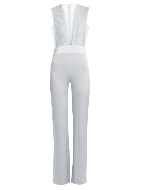 Galvan Satin-crepe And Tulle Sleeveless Jumpsuit