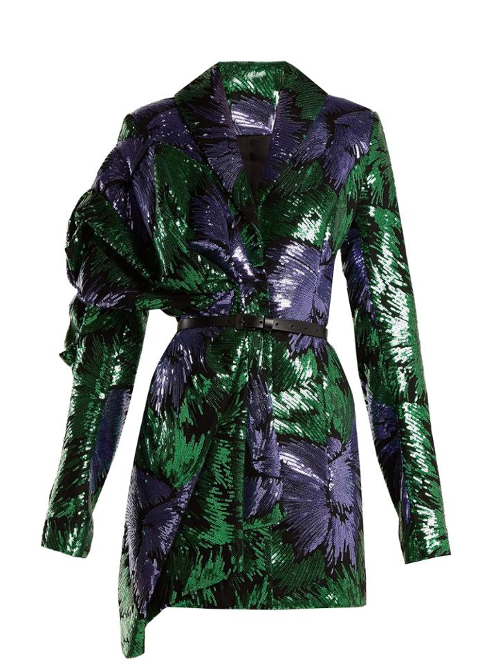 Halpern Floral-print Sequin-embellished Dress