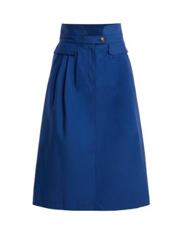 Matchesfashion.com Sea - Kamille Stretch Cotton Skirt - Womens - Blue
