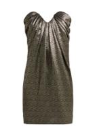 Matchesfashion.com Saint Laurent - Strapless Metallic Jacquard Mini Dress - Womens - Black Silver