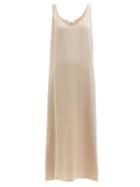 Raey - Babylock-edged Cupro Midi Slip Dress - Womens - Light Brown