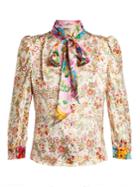 Edeltrud Hofmann Dia Pussy-bow Floral-print Silk Blouse