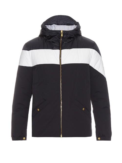 Moncler Gamme Bleu Contrast-stripe Hooded Down Jacket