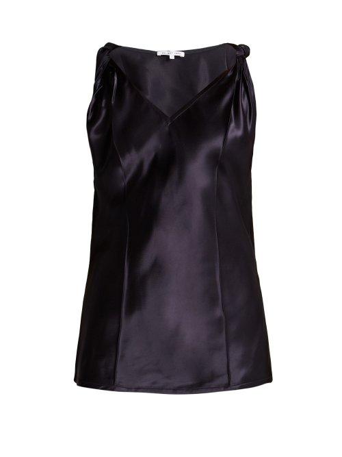 Matchesfashion.com Helmut Lang - Twisted Knot Satin Top - Womens - Navy