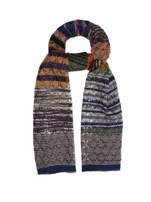 Matchesfashion.com Missoni - Diamond Laddered Knitted Scarf - Womens - Multi