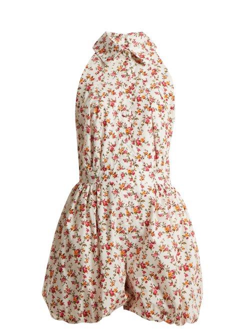 Matchesfashion.com Emilia Wickstead - Miranda Floral Print Playsuit - Womens - Yellow Print