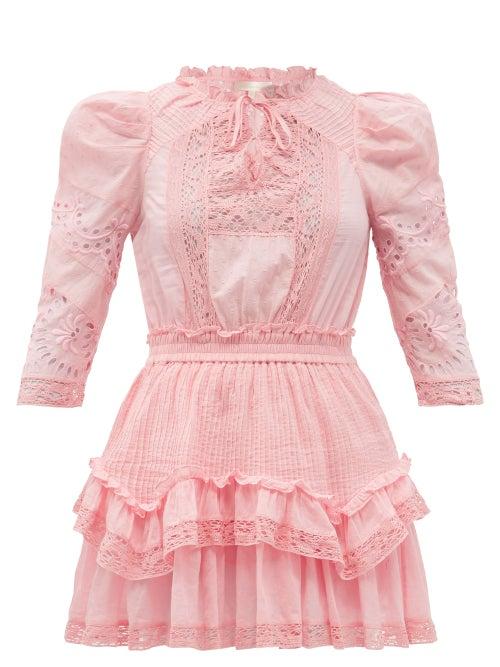 Matchesfashion.com Loveshackfancy - Isidore Broderie-anglaise Cotton Sun Dress - Womens - Light Pink