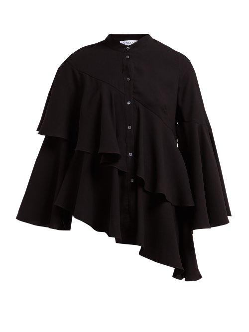 Matchesfashion.com Osman - Sunny Asymmetric Tiered Crepe Blouse - Womens - Black