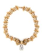 Rodarte Crystal-embellished Bow Brass Necklace
