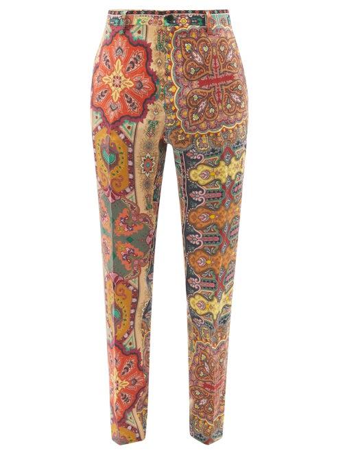 Etro - Paisley-print Linen Trousers - Mens - Multi