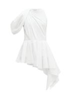 Matchesfashion.com Alexander Mcqueen - Peplum Bodice-overlay Cotton Top - Womens - White