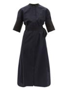 Ladies Rtw Loewe - Belted Cotton-blend Poplin Shirt Dress - Womens - Navy