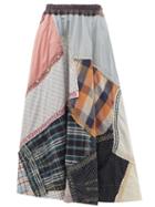 Matchesfashion.com By Walid - Daisy Upcycled-shirt Patchwork Cotton Skirt - Womens - Beige Multi