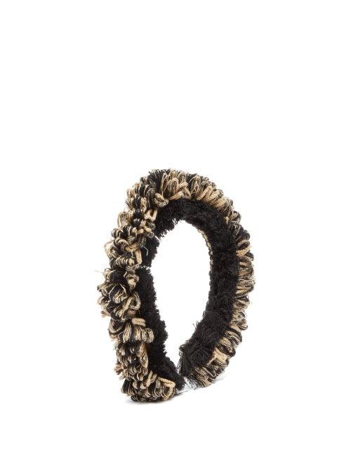 Matchesfashion.com Eliurpi - Fringed Cotton-blend Headband - Womens - Black