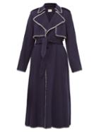 Matchesfashion.com Khaite - Roman Whip Stitched Felt Trench Coat - Womens - Navy