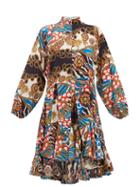 Matchesfashion.com Rhode - Adeline Godet Hem Printed Cotton Dress - Womens - Cream Multi