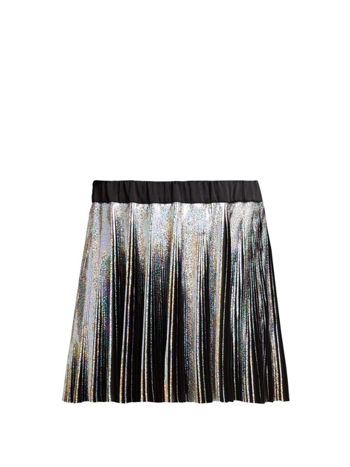 Balmain Holographic Pleated Voile Mini Skirt