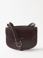 A.p.c. - Genve Mini Lizard-effect Leather Shoulder Bag - Womens - Dark Brown