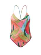 Matchesfashion.com Mara Hoffman - Emma Tropical-print Scoop-back Swimsuit - Womens - Pink Multi