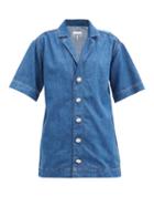 Matchesfashion.com Ganni - Crystal-button Cotton-blend Denim Shirt - Womens - Denim