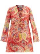 Matchesfashion.com Etro - Itaca Paisley-print Ramie Mini Dress - Womens - Red Multi