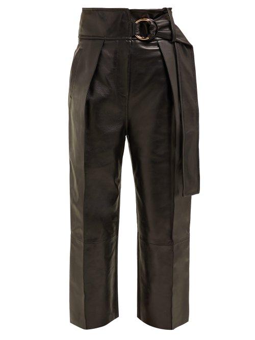 Matchesfashion.com Petar Petrov - Haena Wide Leg Leather Trousers - Womens - Black