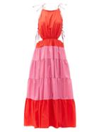 Matchesfashion.com Staud - Corsica Tiered Recycled-fibre Dress - Womens - Red Multi