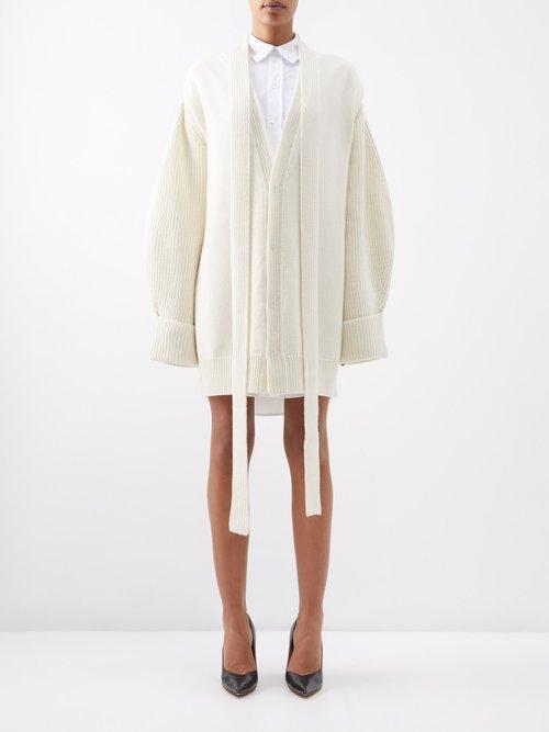 Sa Su Phi - Oversized Ribbed-sleeve Cashmere Cardigan - Womens - Ivory