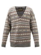Raf Simons - Fishnet-panel Fair Isle Merino Sweater - Mens - Grey Multi
