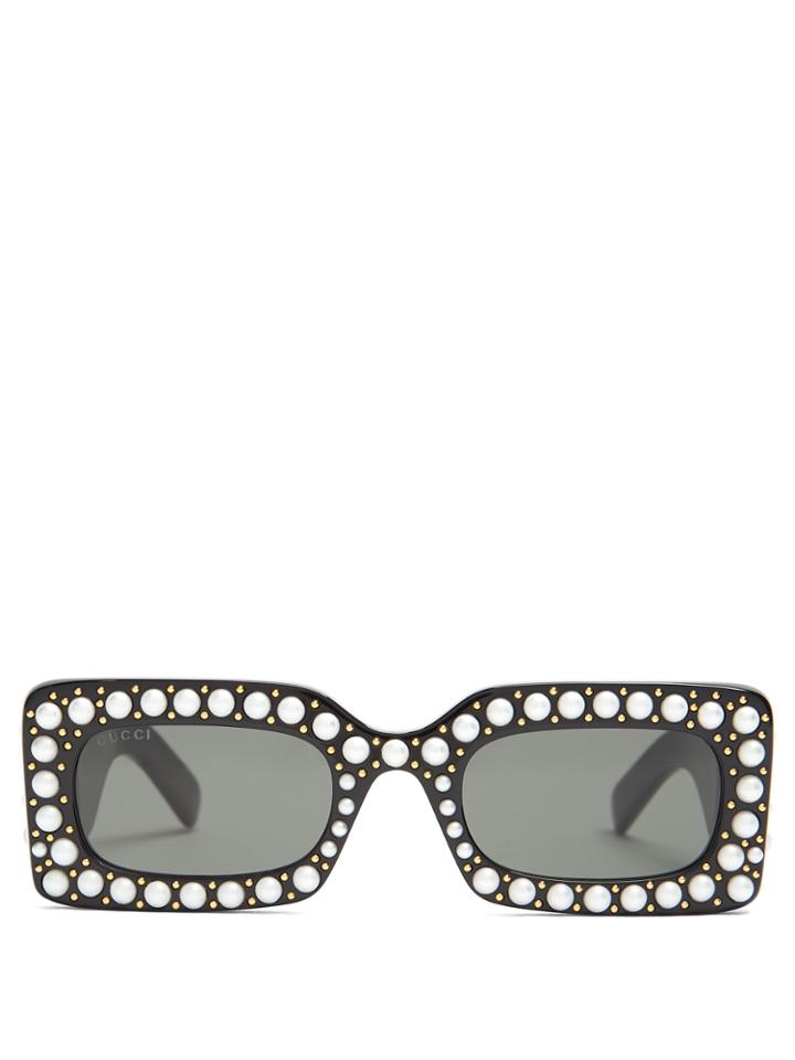 Gucci Faux-pearl Embellished Acetate Sunglasses