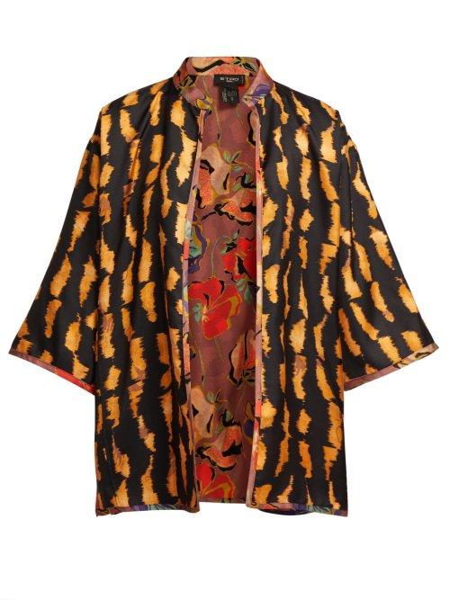 Matchesfashion.com Etro - Reversible Silk Twill Jacket - Womens - Multi, Black, Camel