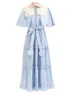 Horror Vacui - Heidi Floral-print Cotton-poplin Maxi Dress - Womens - Blue Multi