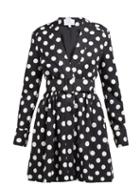 Matchesfashion.com Rebecca De Ravenel - Polka Dot Cotton Blend Dress - Womens - Black White