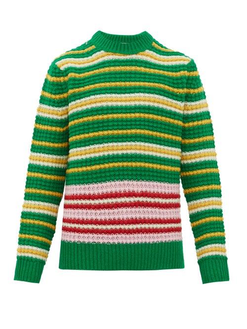 Matchesfashion.com Acne Studios - Kai Striped Wool Sweater - Mens - Green Multi