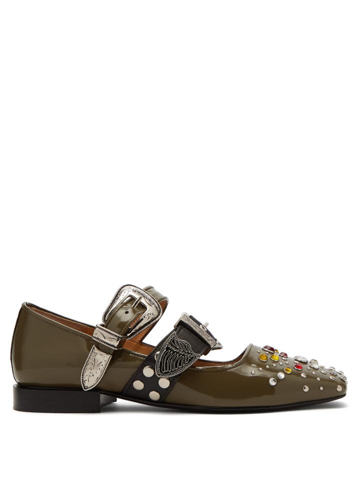 Toga Crystal-embellished Patent-leather Flats