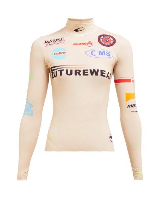 Matchesfashion.com Marine Serre - Formula 1 Logo Printed Jersey Top - Womens - Beige Multi