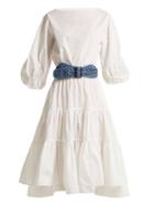 Matchesfashion.com Love Binetti - Boat Neck Cotton Dress - Womens - White