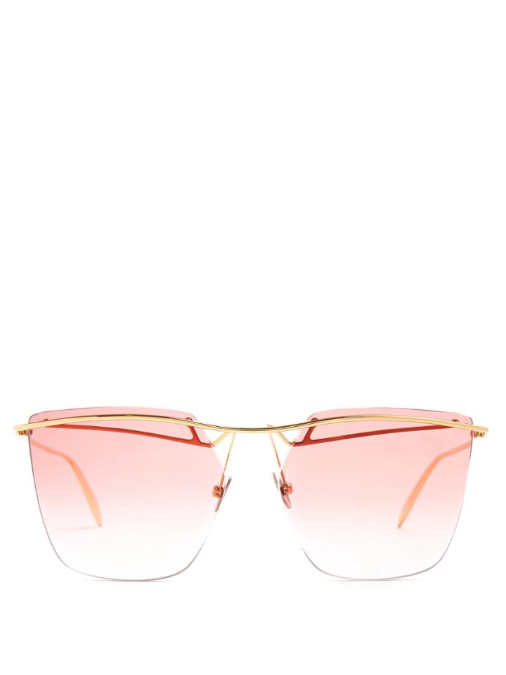 Alexander Mcqueen Angular-frame Rimless Aviator Sunglasses