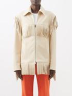 Stella Mccartney - Fringed Faux-leather Jacket - Womens - Oatmeal