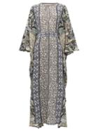 Matchesfashion.com D'ascoli - Amy Slit-front Printed Silk Kaftan - Womens - Black Print