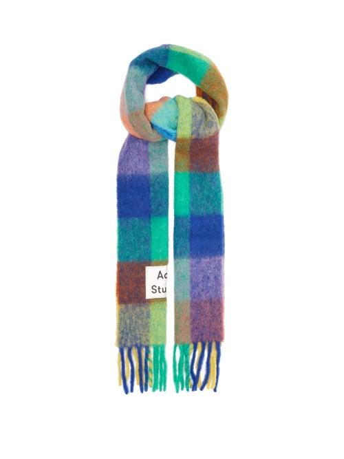 Matchesfashion.com Acne Studios - Vally Logo Patch Checked Scarf - Womens - Multi