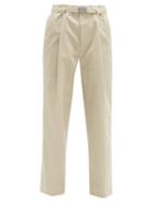 Matchesfashion.com Miu Miu - Pleated Cotton Blend Twill Trousers - Womens - Beige