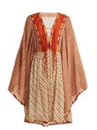 Matchesfashion.com Talitha - Jasmine Scarf Print Lace Up Dress - Womens - Orange Multi