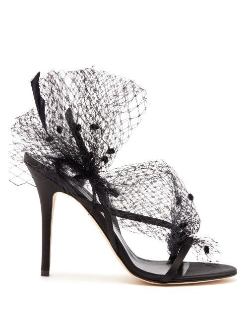 Matchesfashion.com Andrea Mondin - Anne Mesh Trim Satin Sandals - Womens - Black